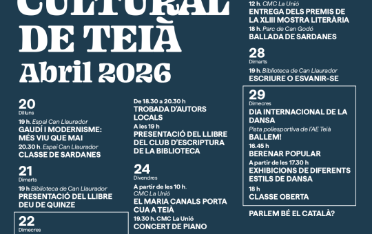 Teià es prepara per una Setmana Cultural plena d'activitats, amb Gaudí i la literatura com a protagonistes