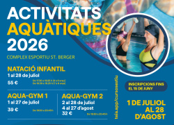 Obertes les inscripcions per a les activitats aquàtiques d’estiu al Complex Esportiu Sant Berger