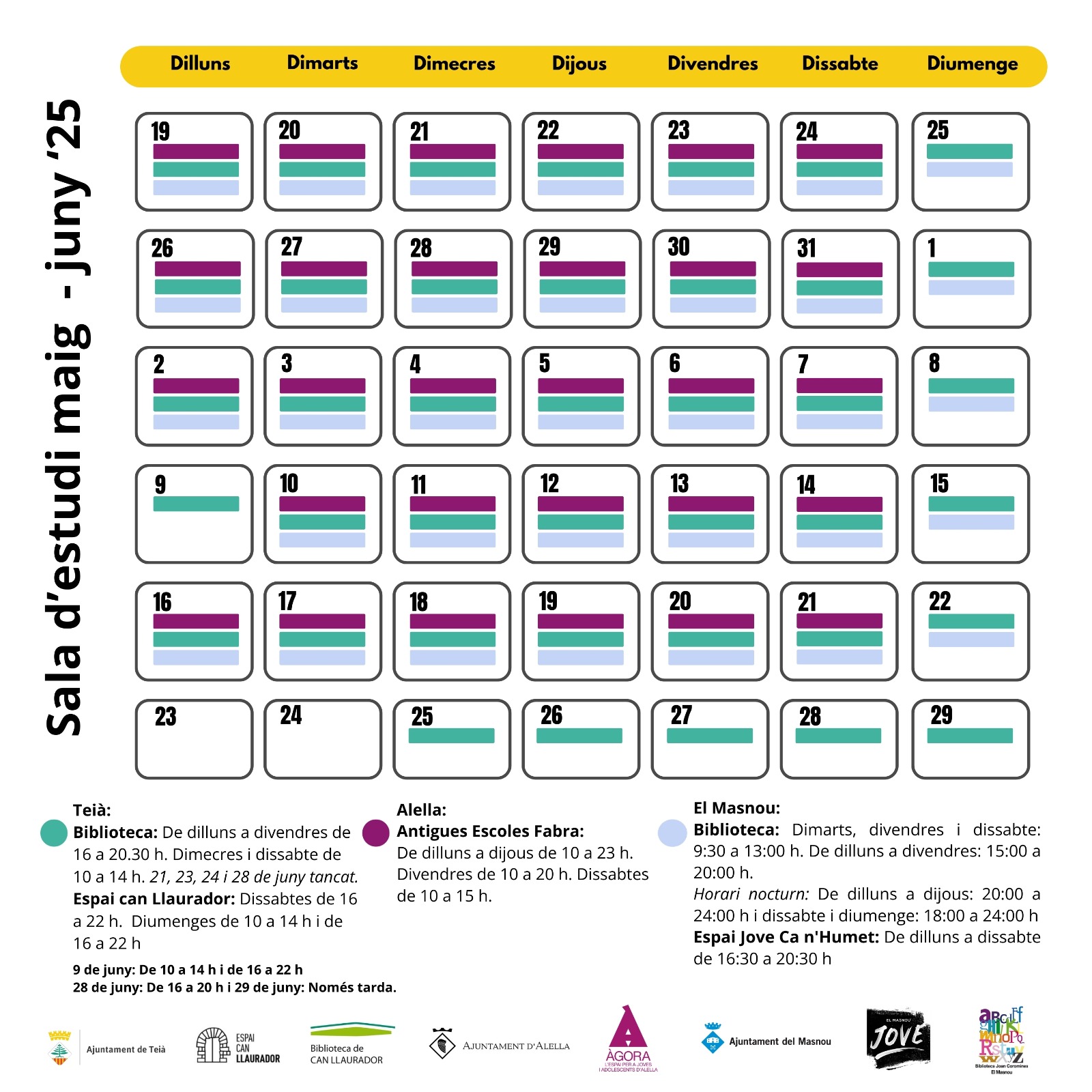 calendari aules estudi