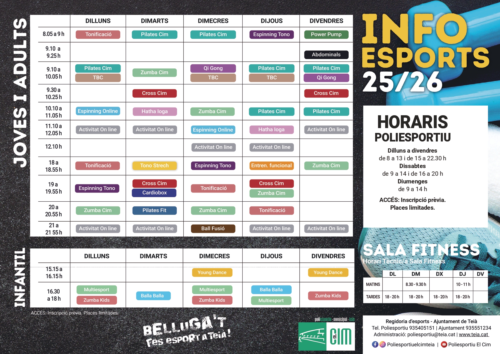 A punt la nova programació d’activitats dirigides al Poliesportiu El CIM per al curs 2025-2026