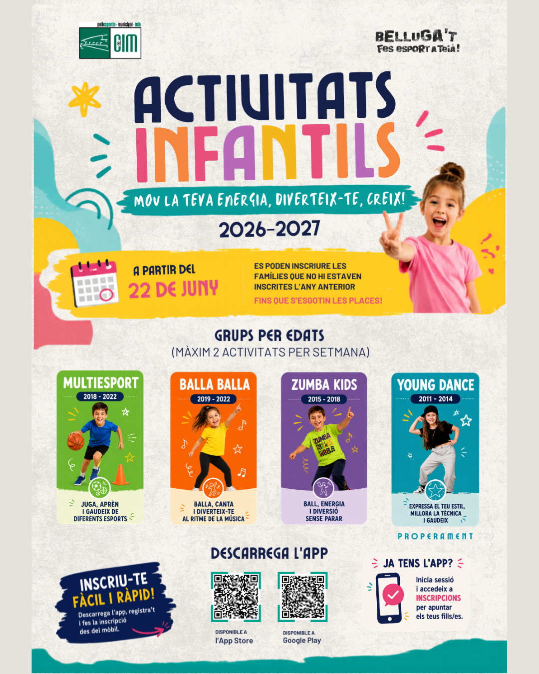 Teià obre les inscripcions a les activitats esportives infantils del curs 2026-2027
