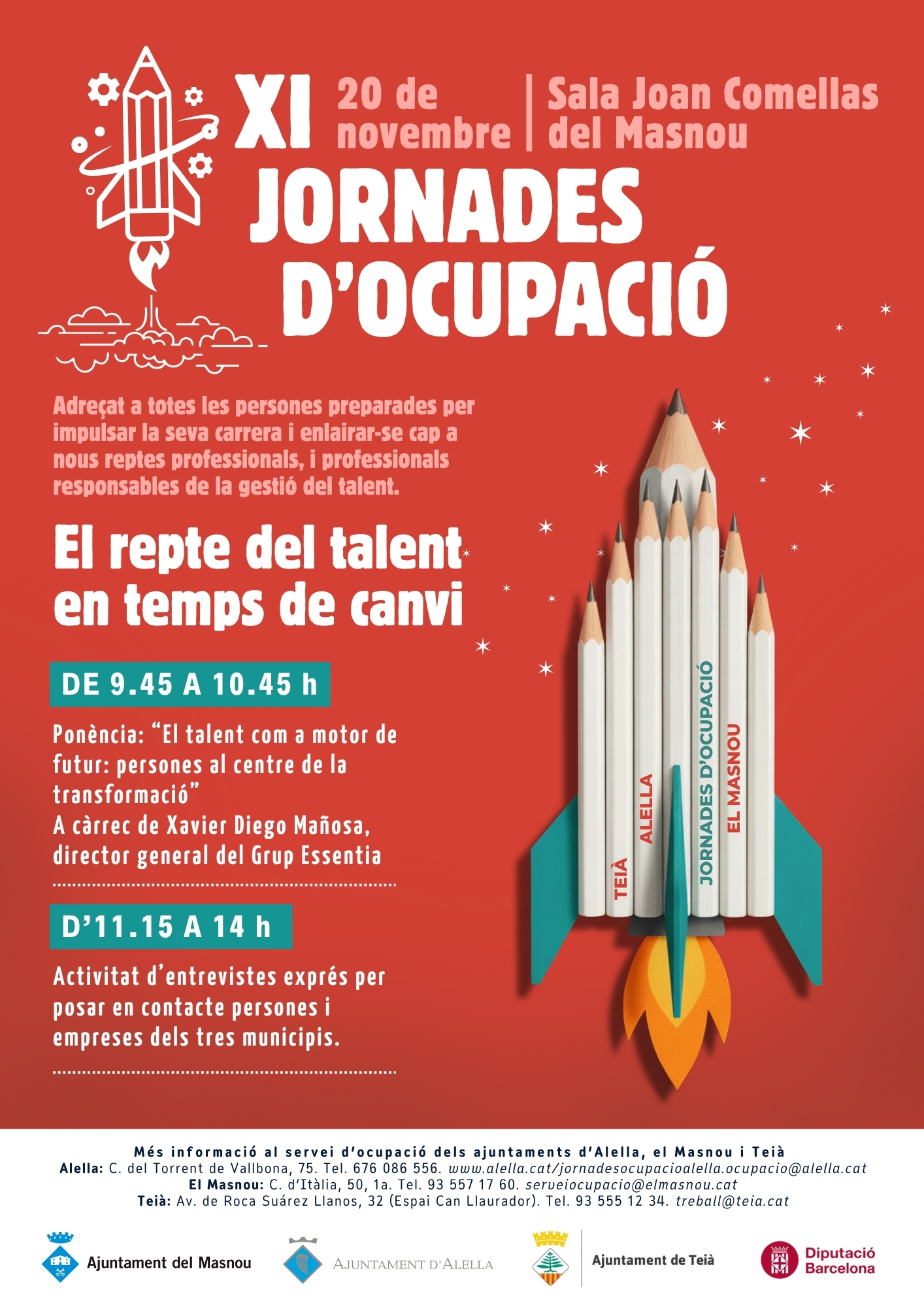 Teià, Alella i el Masnou organitzen la XI Jornada d’Ocupació: ‘El repte del talent en temps de canvi’