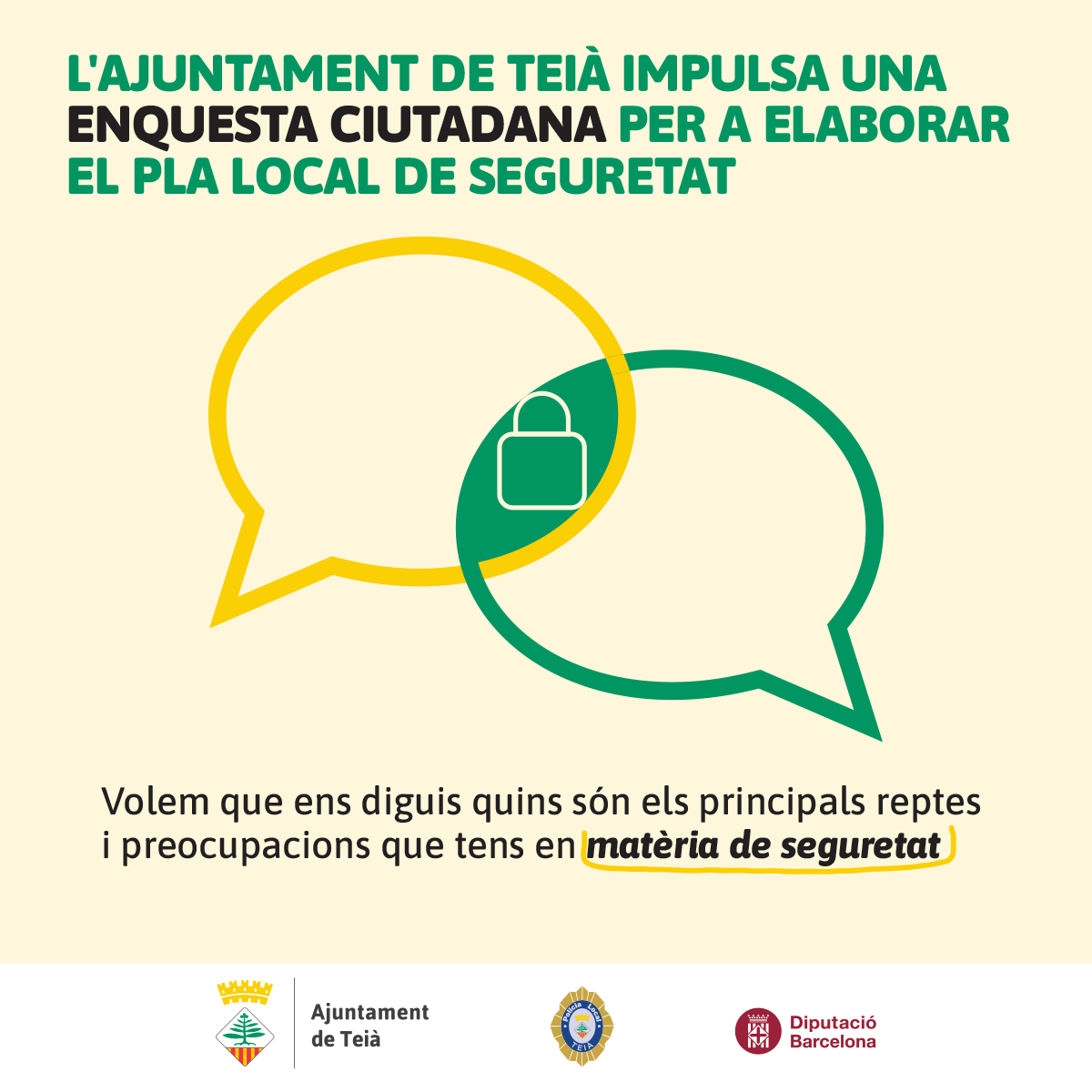 Teià impulsa una enquesta ciutadana per a l’elaboració del Pla Local de Seguretat